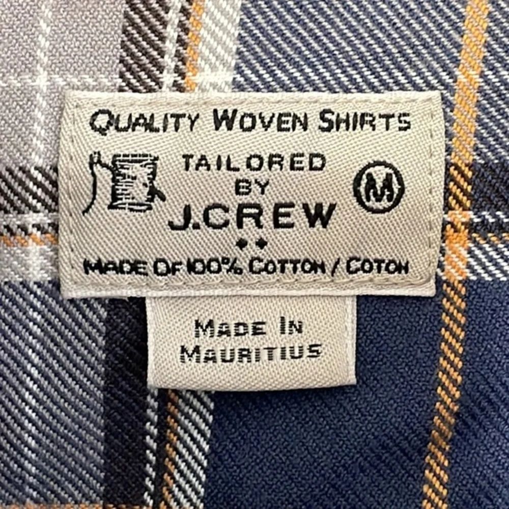 J. Crew men’s Medium blue &‎ white plaid lightweight cotton flannel shirt. EUC